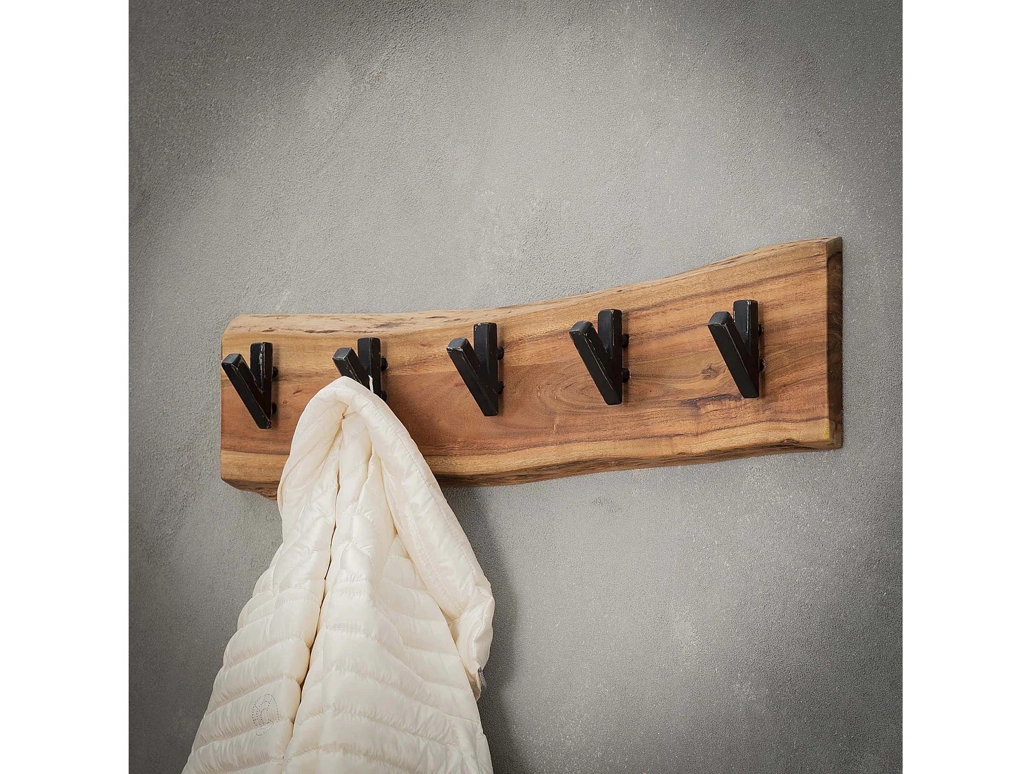 Porte-manteau mural Edge à 5 crochets - Gris