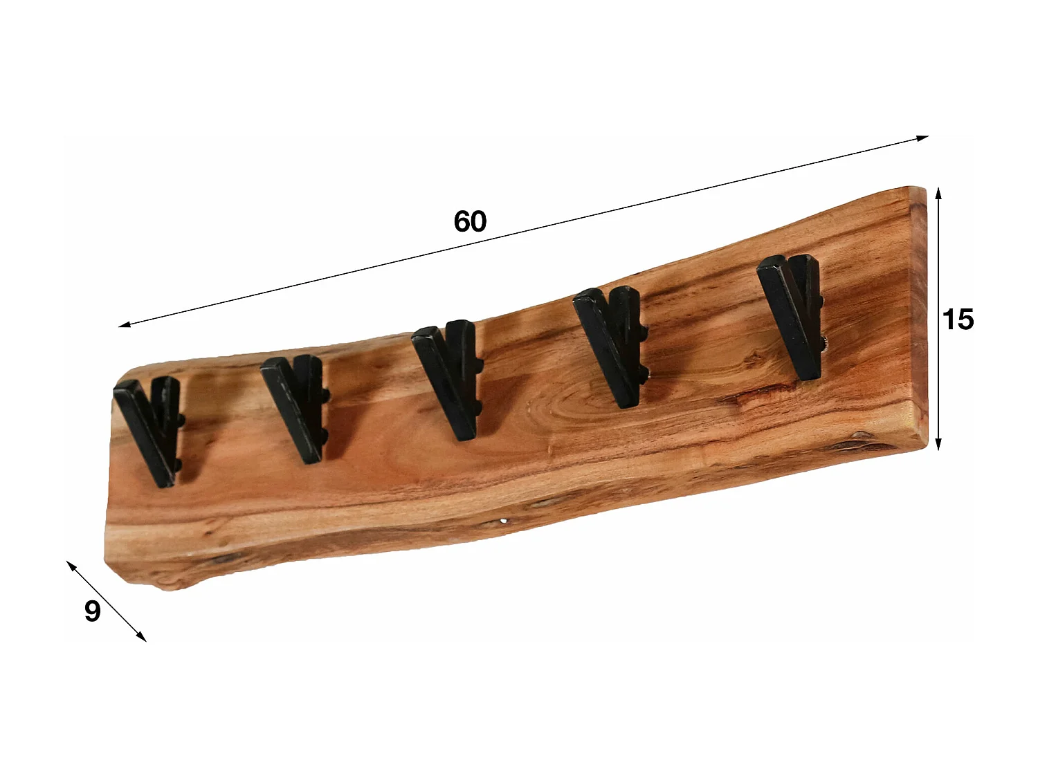 Porte-manteau mural Edge à 5 crochets - Gris