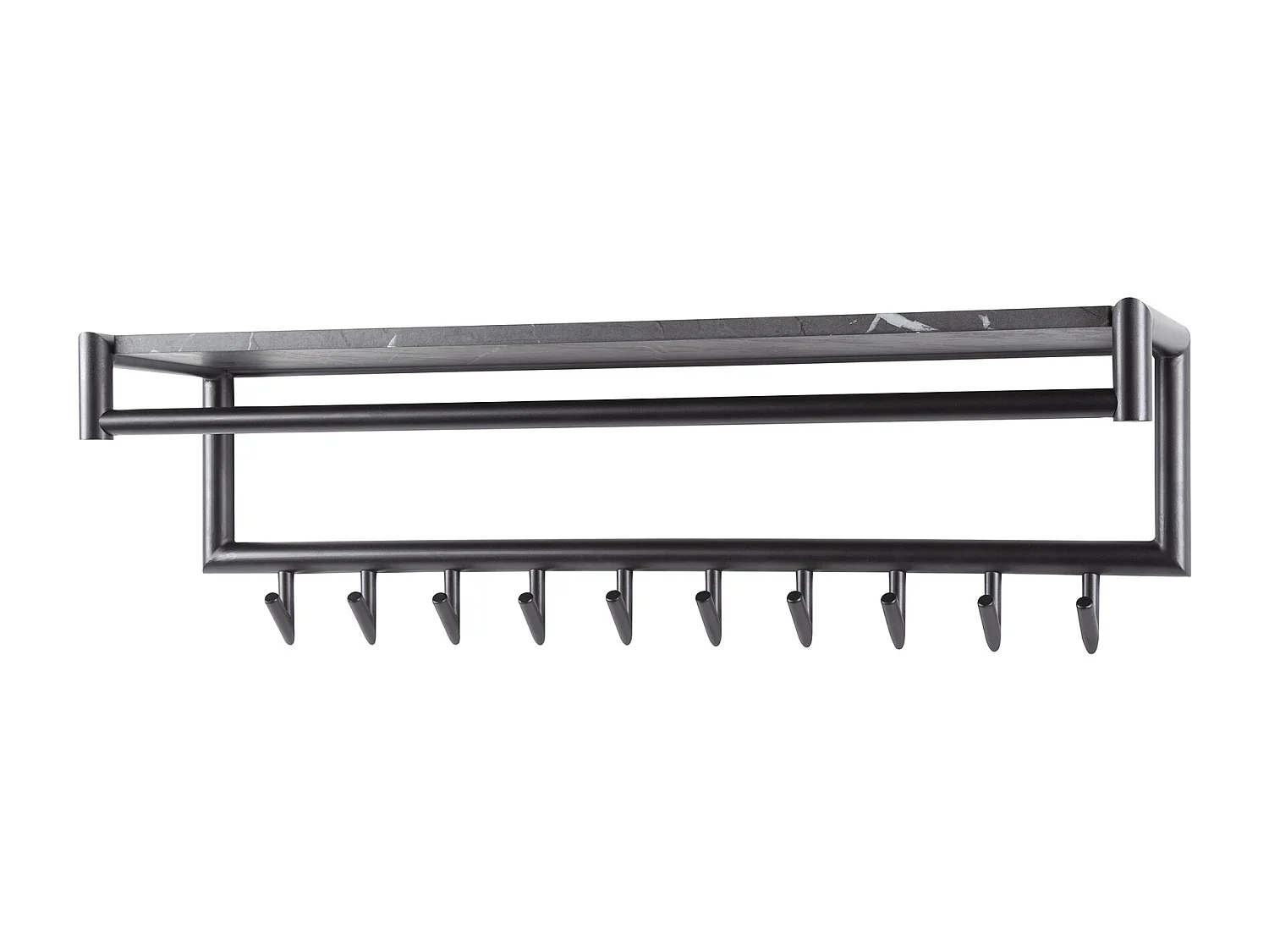 Kapstok 10 Haaks Roede-hoedenplank - 3D Zwart Bruin