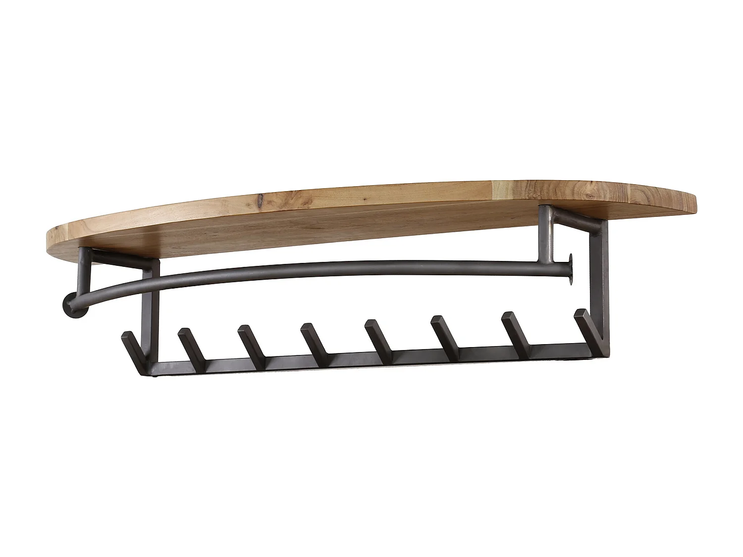 Porte-manteau rond 8 crochets Étagère à chapeaux - Bois d'acacia