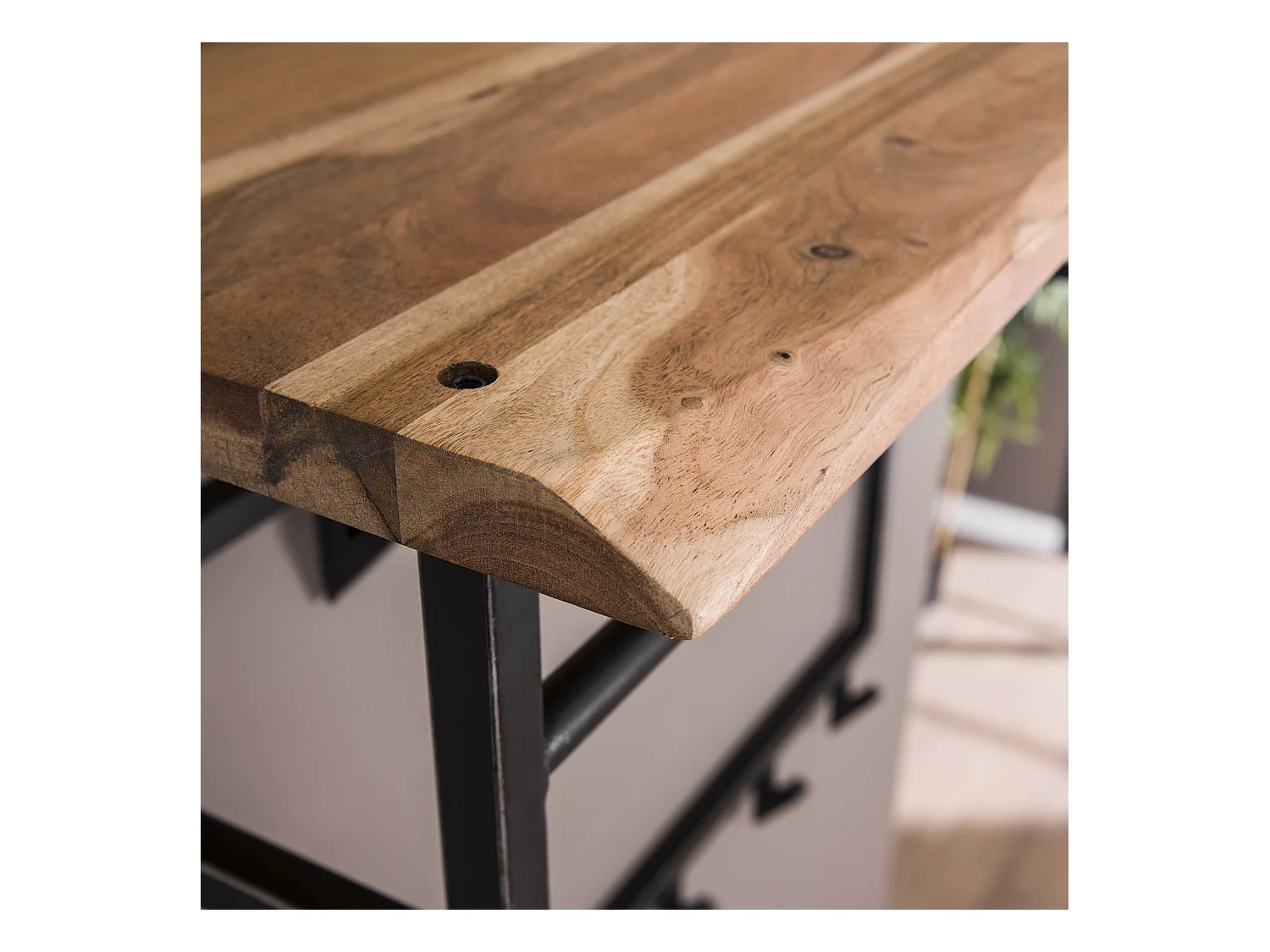 Garderobenständer Edge High - 12 Haken - Hutablage - Massives Akazienholz - 100x33x80