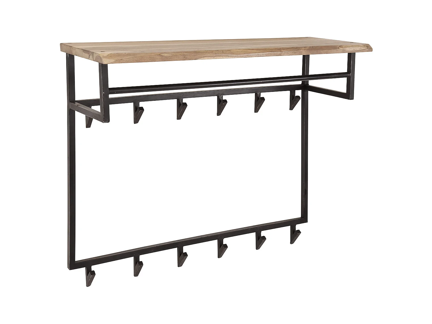 Garderobenständer Edge High - 12 Haken - Hutablage - Massives Akazienholz - 100x33x80