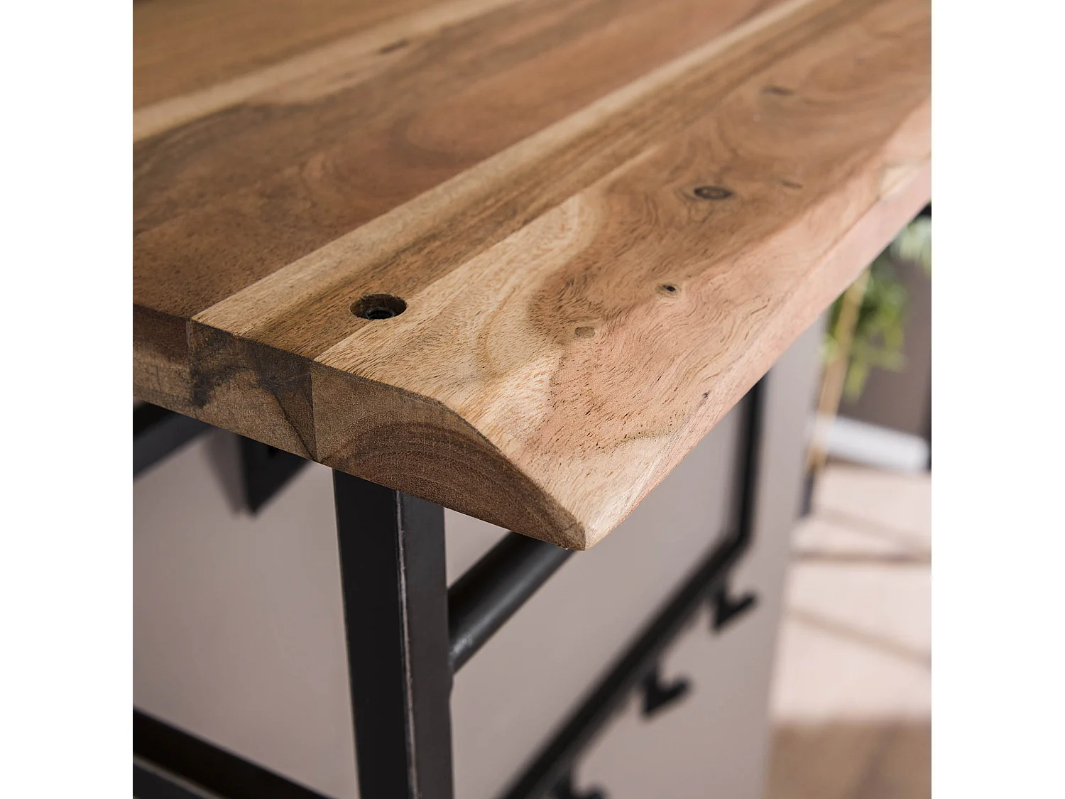 Garderobenständer Edge High - 12 Haken - Hutablage - Massives Akazienholz - 100x33x80