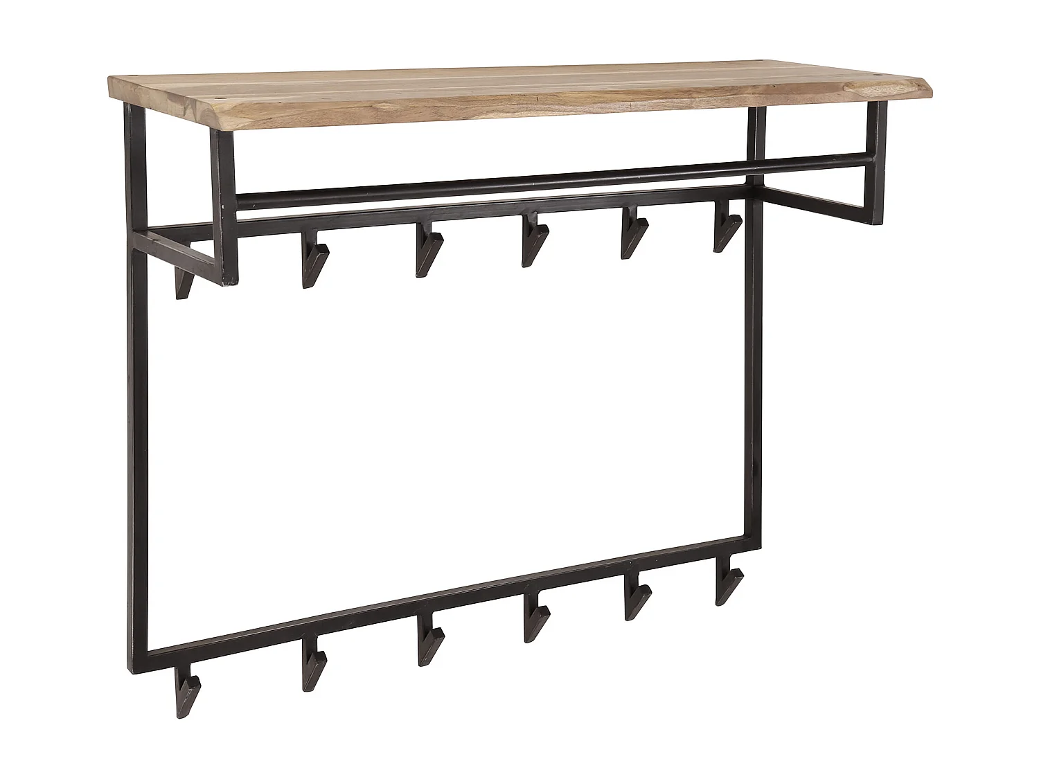 Garderobenständer Edge High - 12 Haken - Hutablage - Massives Akazienholz - 100x33x80