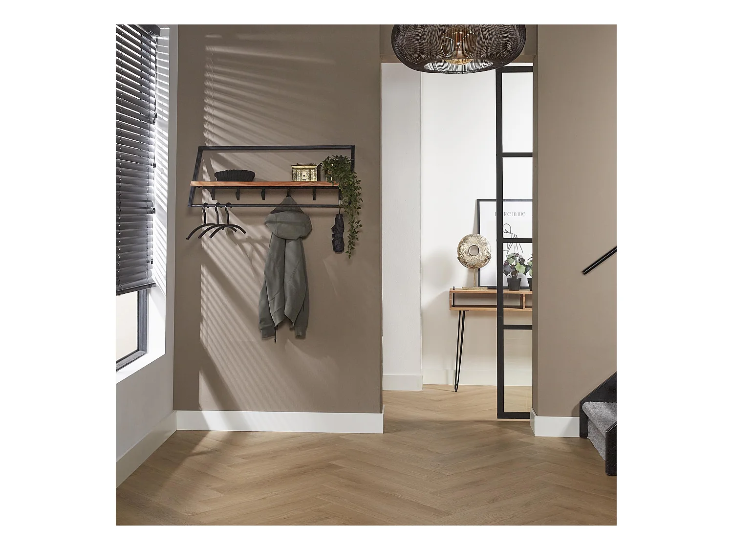 Garderobenständer Lean / Akazie massiv natur - 6 Haken