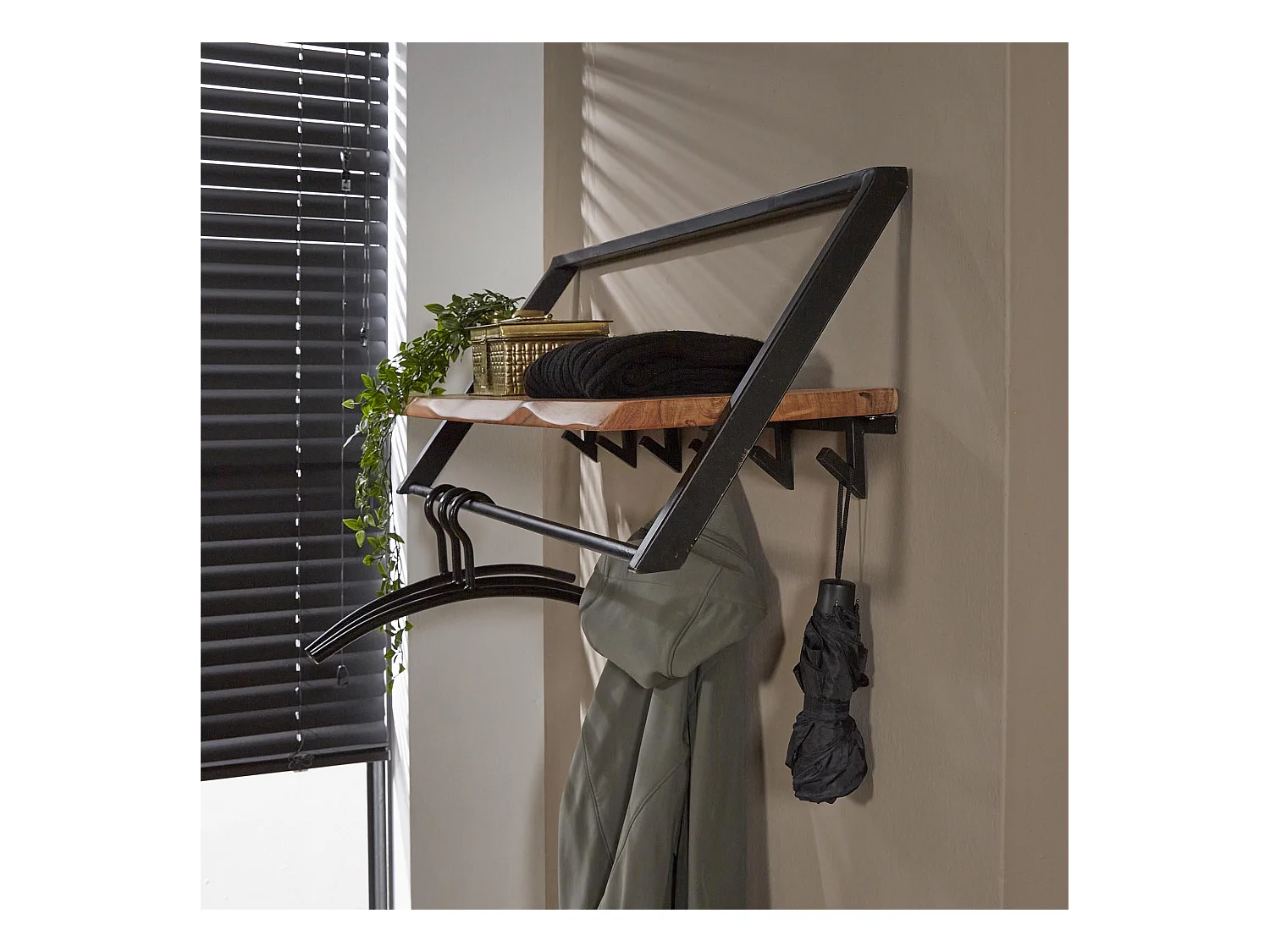 Garderobenständer Lean / Akazie massiv natur - 6 Haken