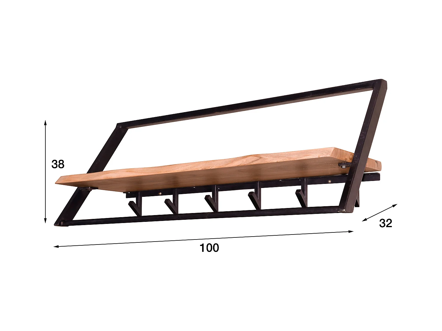 Garderobenständer Lean / Akazie massiv natur - 6 Haken