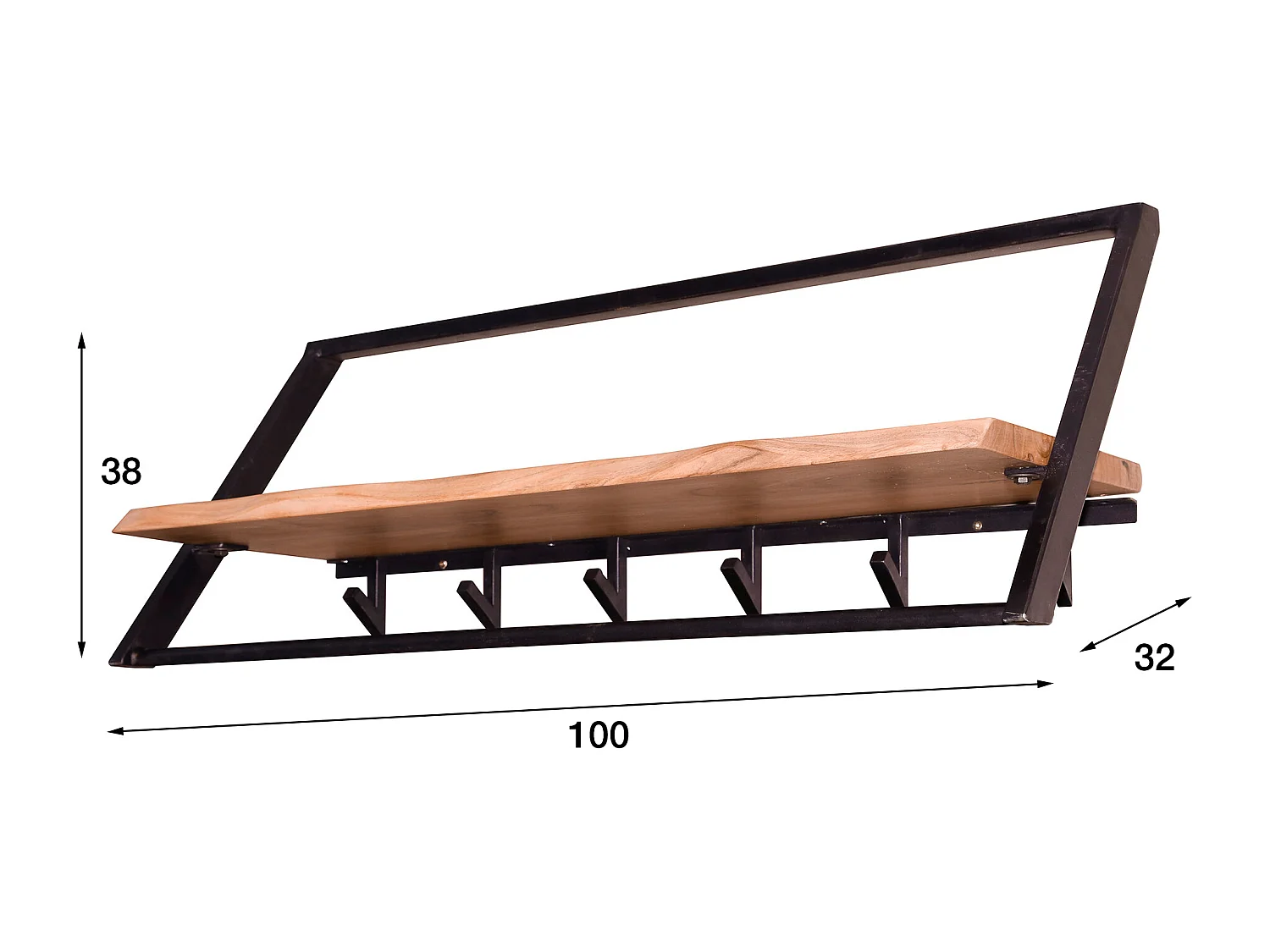 Kapstok Lean / Massief acacia naturel - 6 Haken