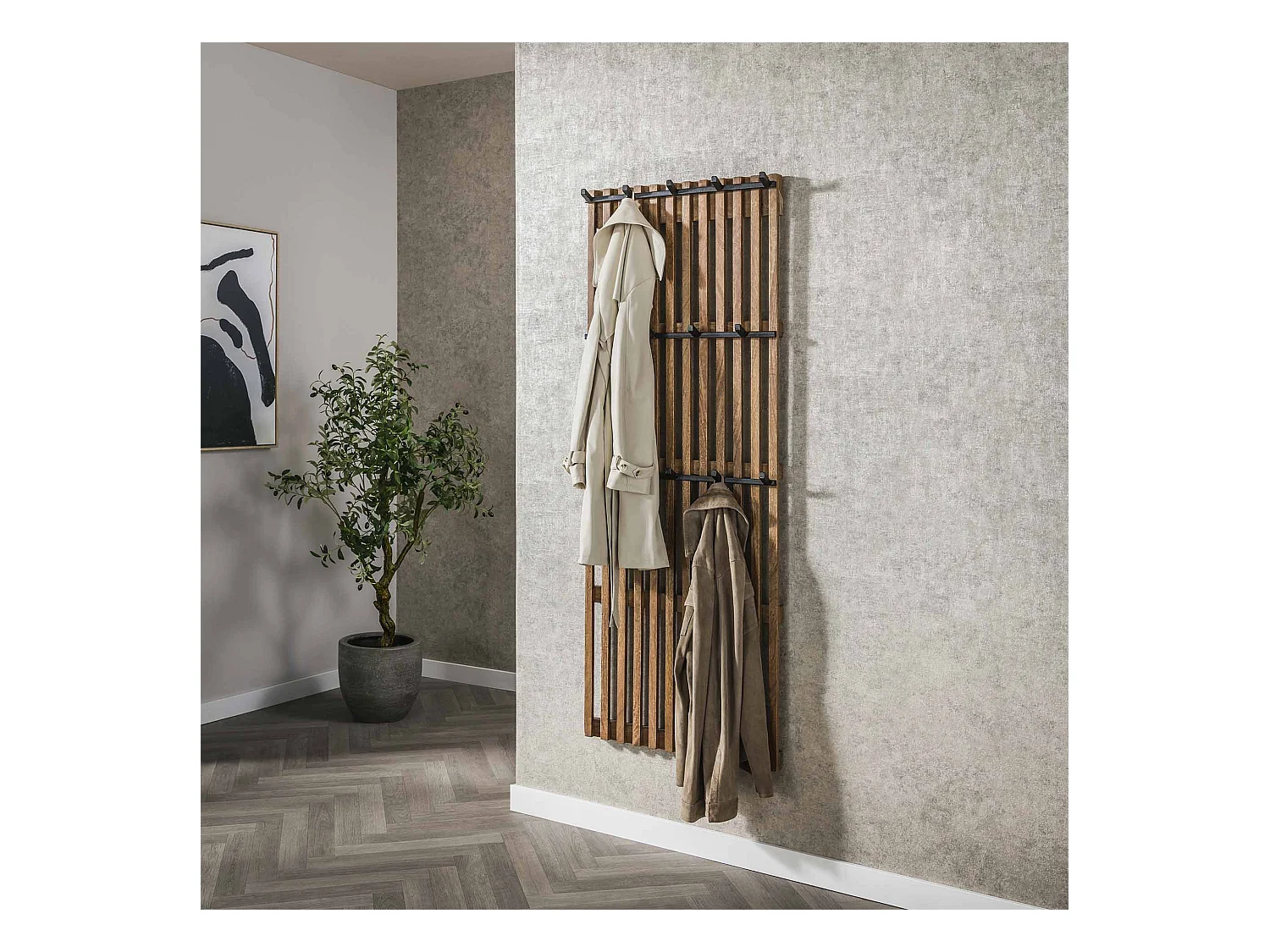 Garderobenständer Tweak - 14 Haken - Mangoholz - Sandfarbe