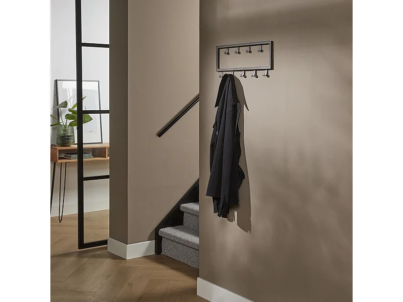 Industrielle Garderobe mit 9 Haken - Grau - Wandgarderobe 50cm