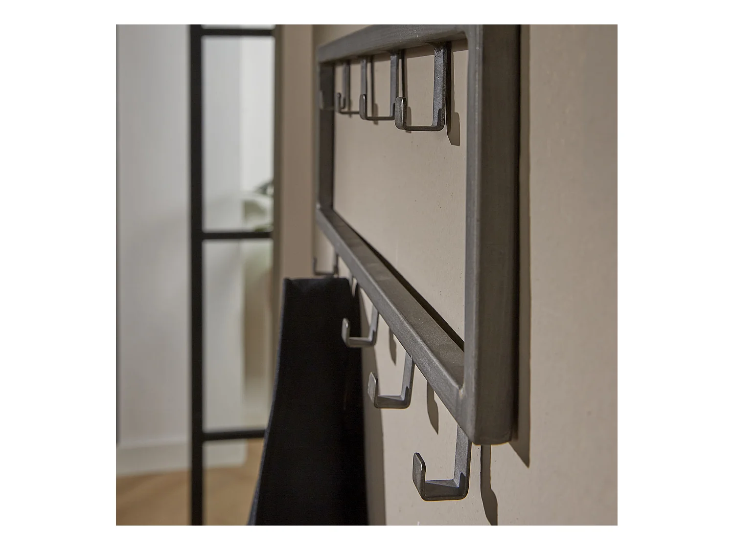 Industrielle Garderobe mit 9 Haken - Grau - Wandgarderobe 50cm