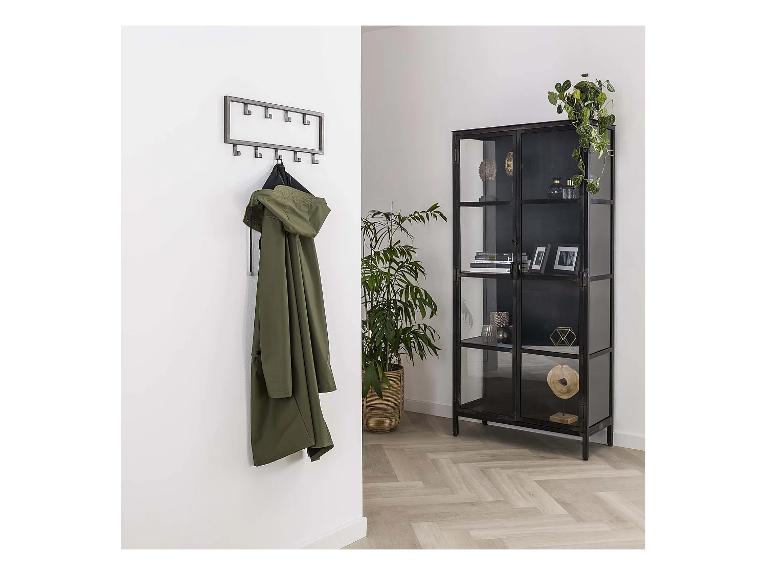Industrielle Garderobe mit 9 Haken - Grau - Wandgarderobe 50cm