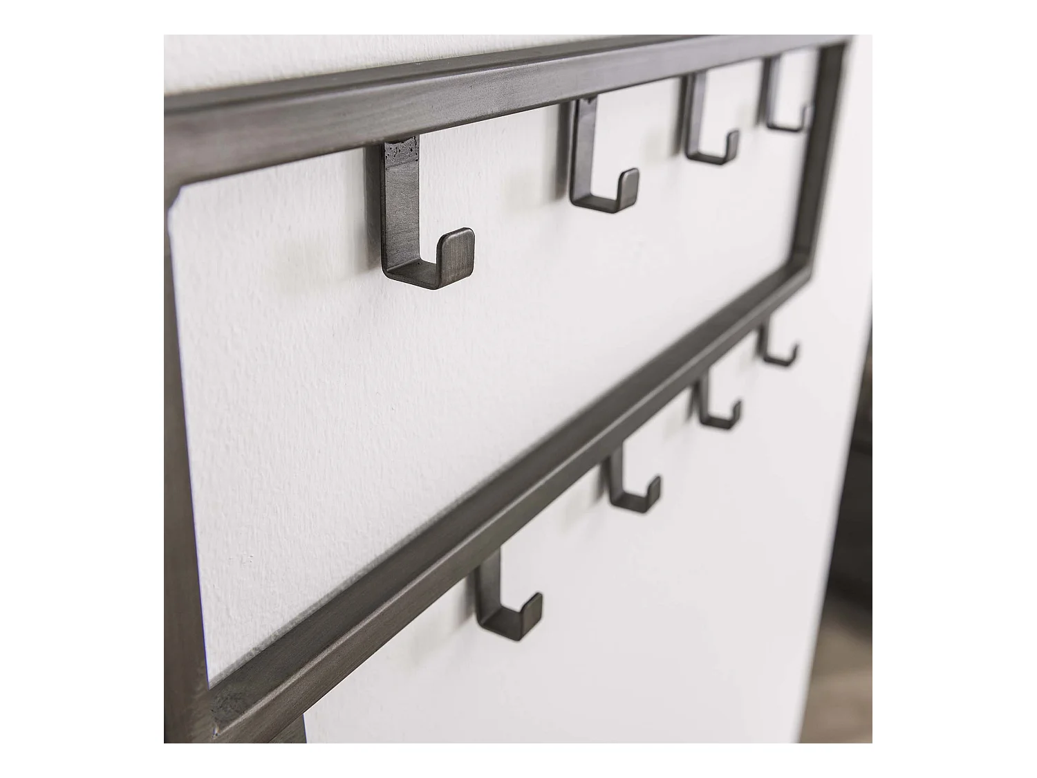 Industrielle Garderobe mit 9 Haken - Grau - Wandgarderobe 50cm
