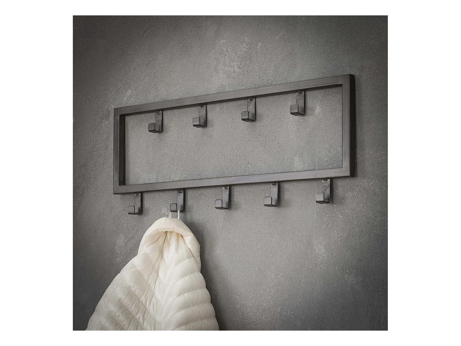 Industrielle Garderobe mit 9 Haken - Grau - Wandgarderobe 50cm