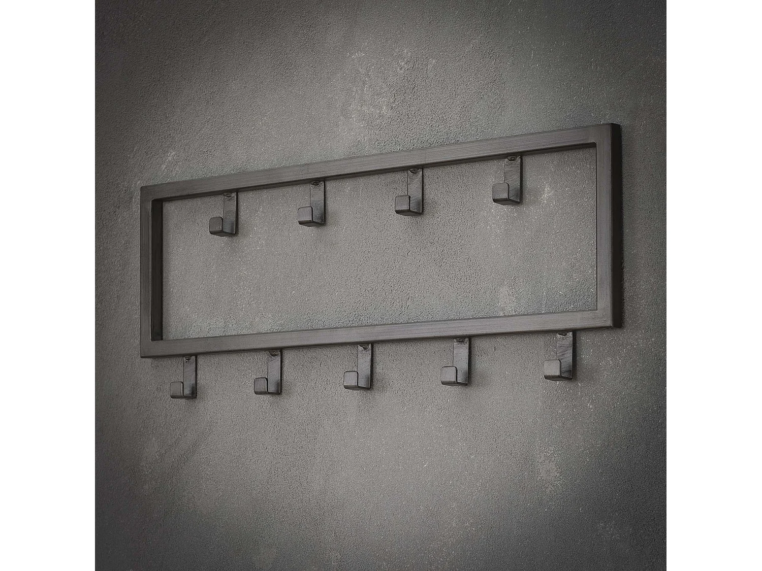 Industrielle Garderobe mit 9 Haken - Grau - Wandgarderobe 50cm