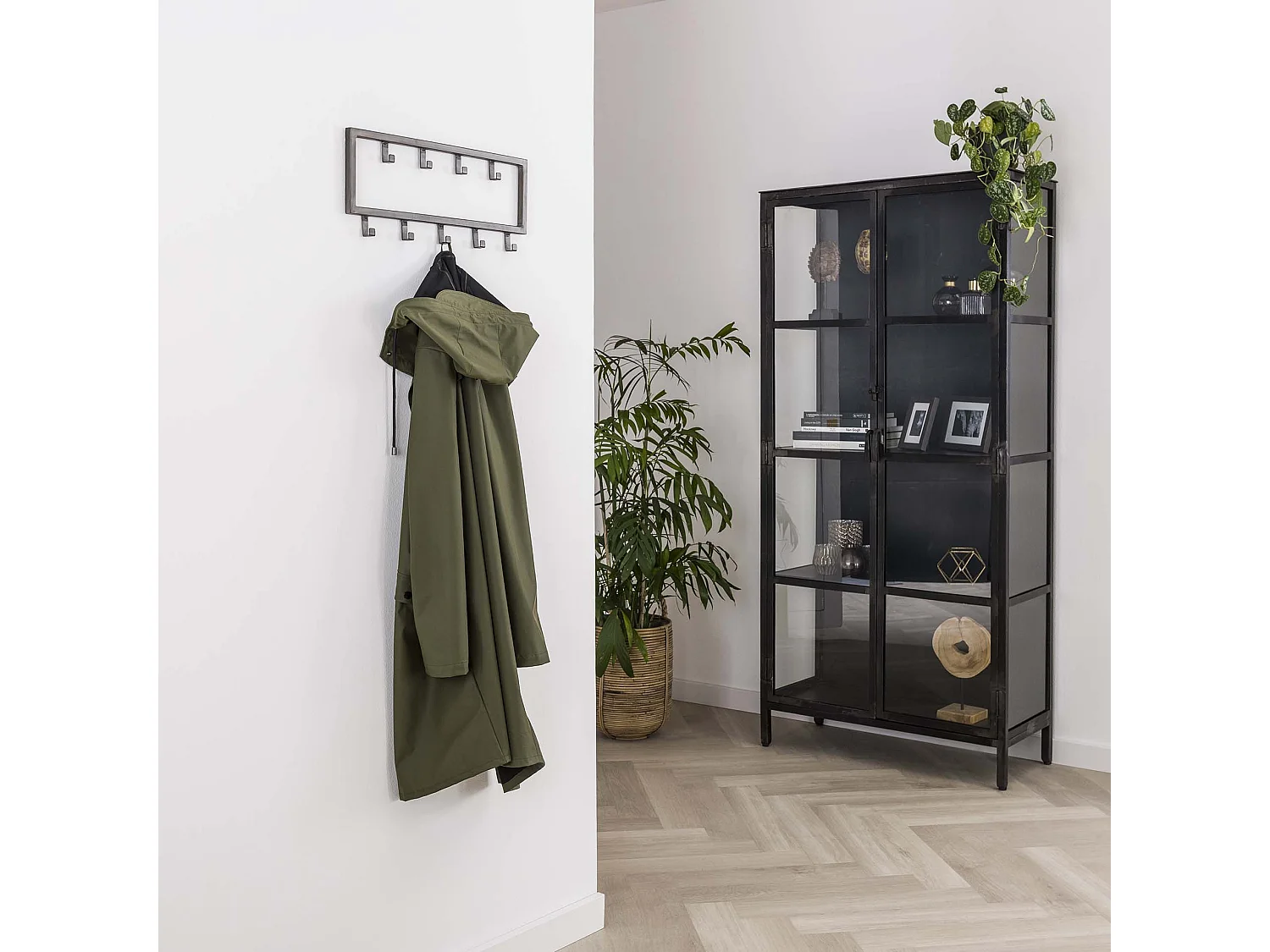 Porte-manteau industriel à 9 crochets - Gris - Porte-manteau mural 50 cm