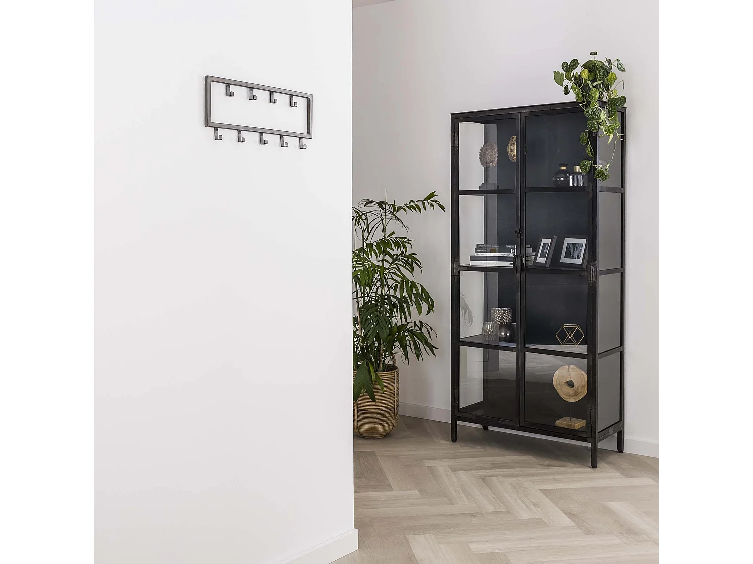 Porte-manteau industriel à 9 crochets - Gris - Porte-manteau mural 50 cm