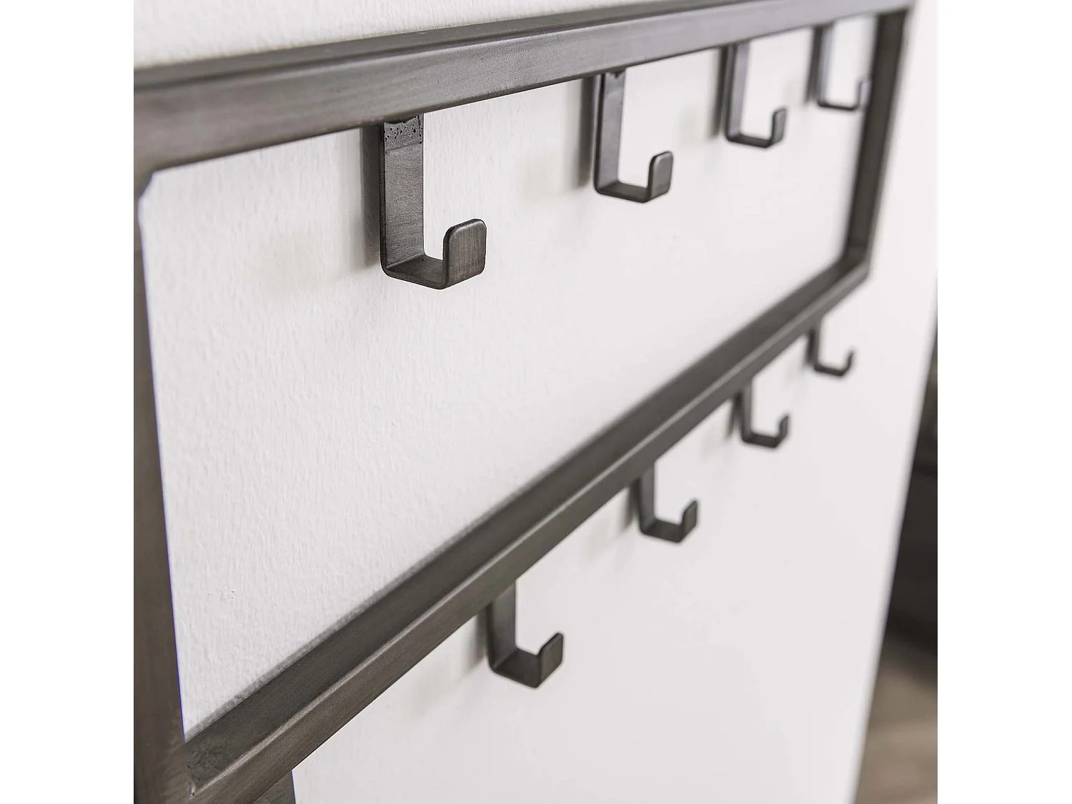 Porte-manteau industriel à 9 crochets - Gris - Porte-manteau mural 50 cm
