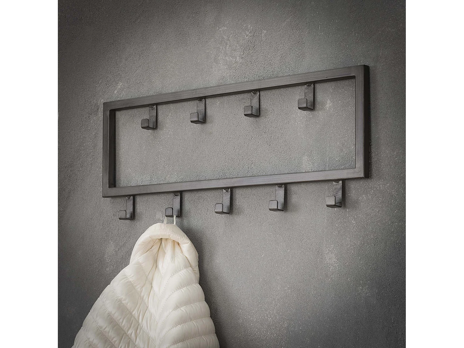 Porte-manteau industriel à 9 crochets - Gris - Porte-manteau mural 50 cm