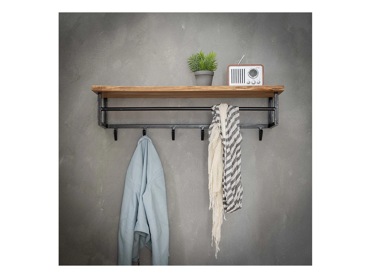 Edge Garderobenständer mit 6 Haken - Grau - Wandgarderobe