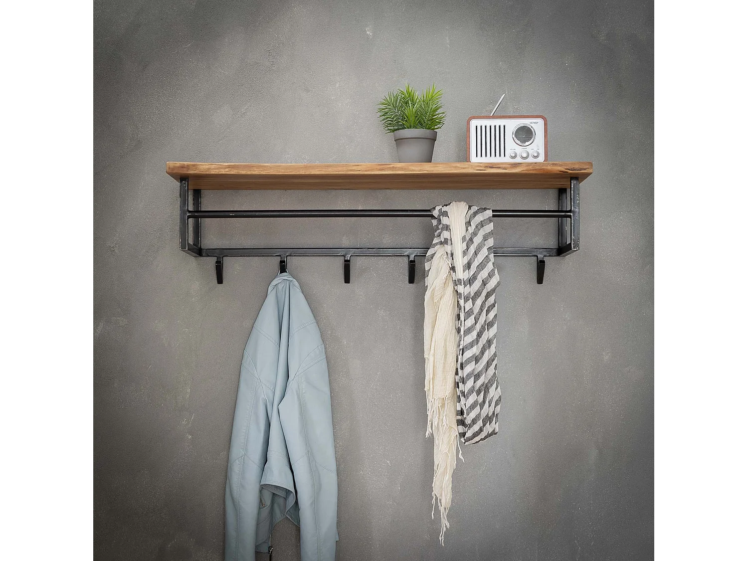 Edge Garderobenständer mit 6 Haken - Grau - Wandgarderobe