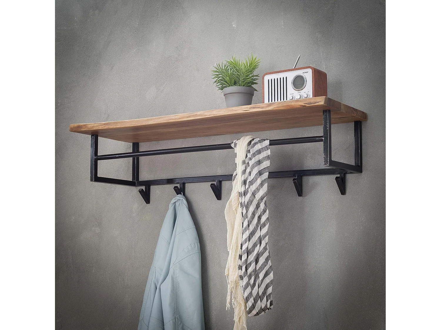 Edge Garderobenständer mit 6 Haken - Grau - Wandgarderobe