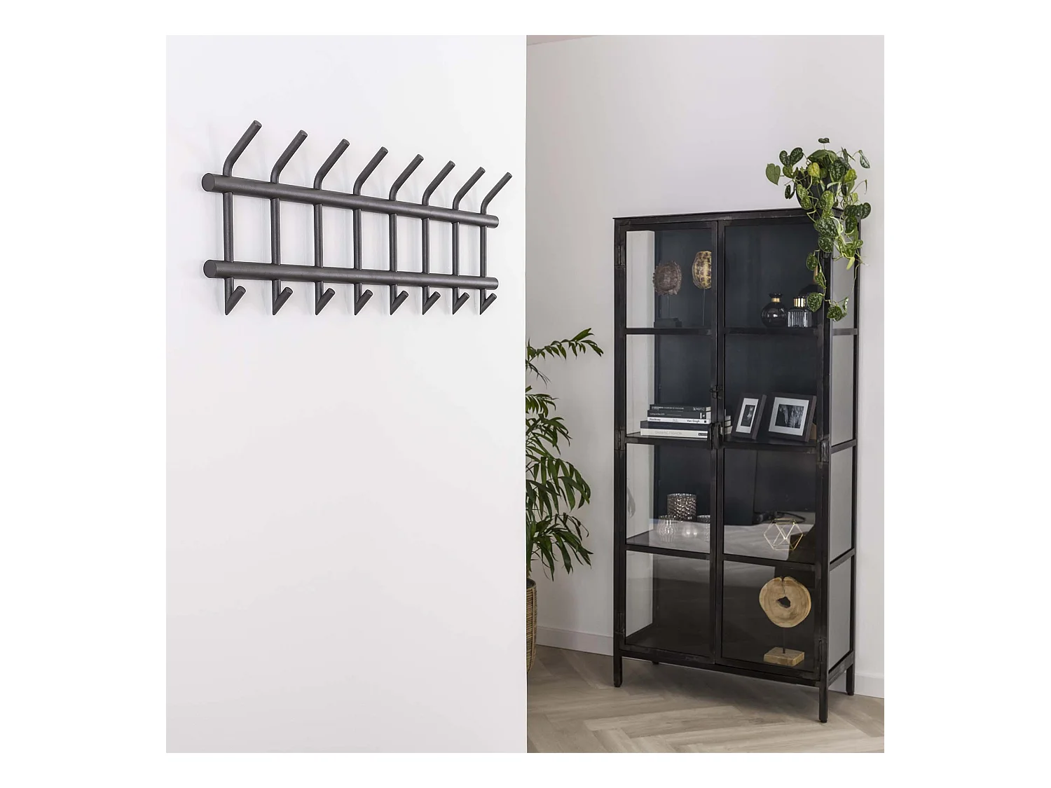 Kapstok Industrieel met 16 haken - Grijs - Wandkapstok 90cm breed - Snelle Montage