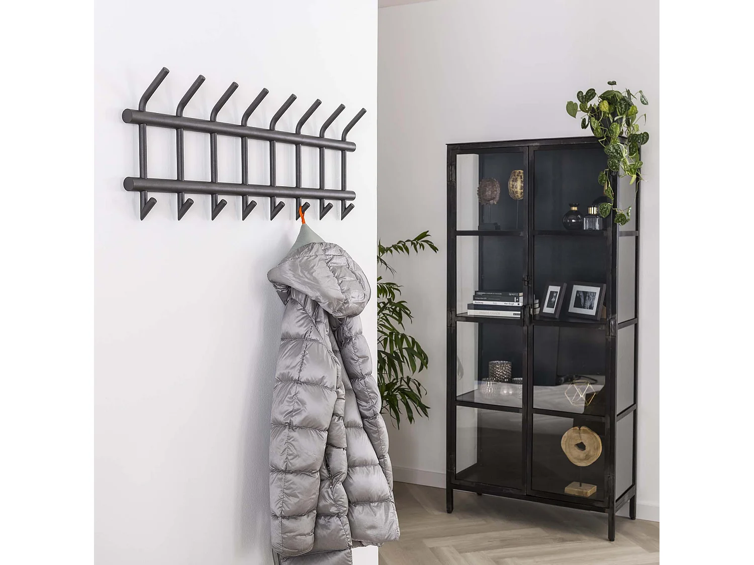 Porte-manteau industriel 16 crochets - Gris - Porte-manteau mural 90 cm de large - Montage rapide