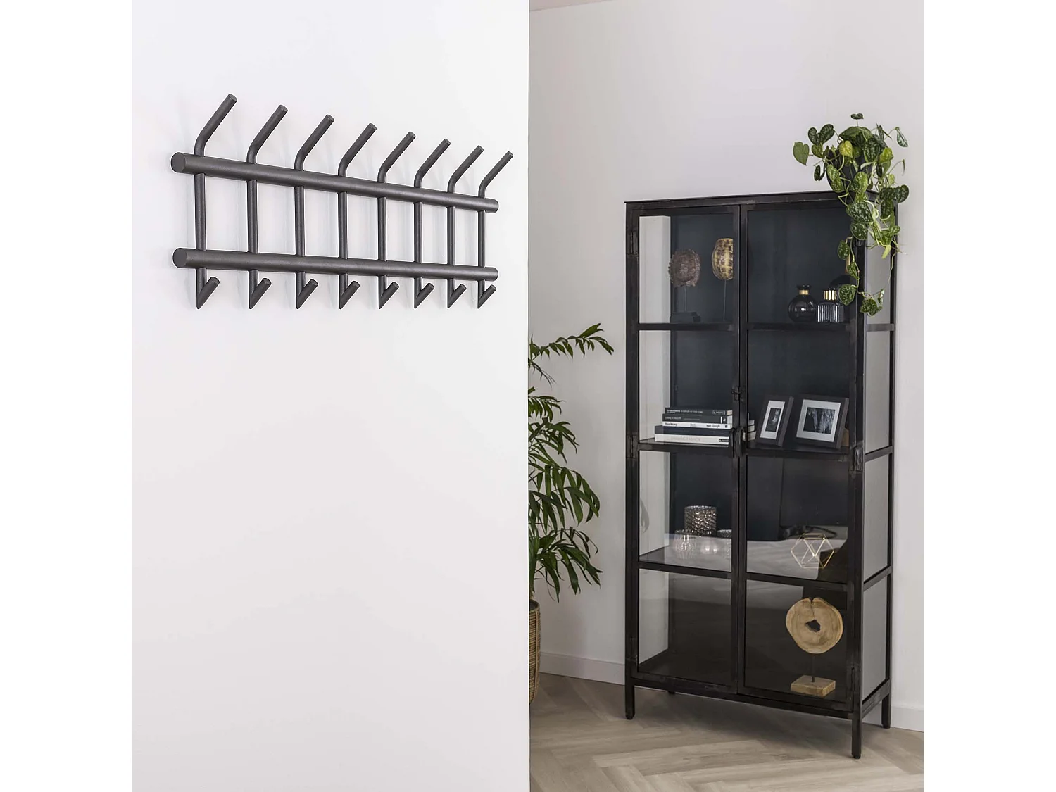 Porte-manteau industriel 16 crochets - Gris - Porte-manteau mural 90 cm de large - Montage rapide