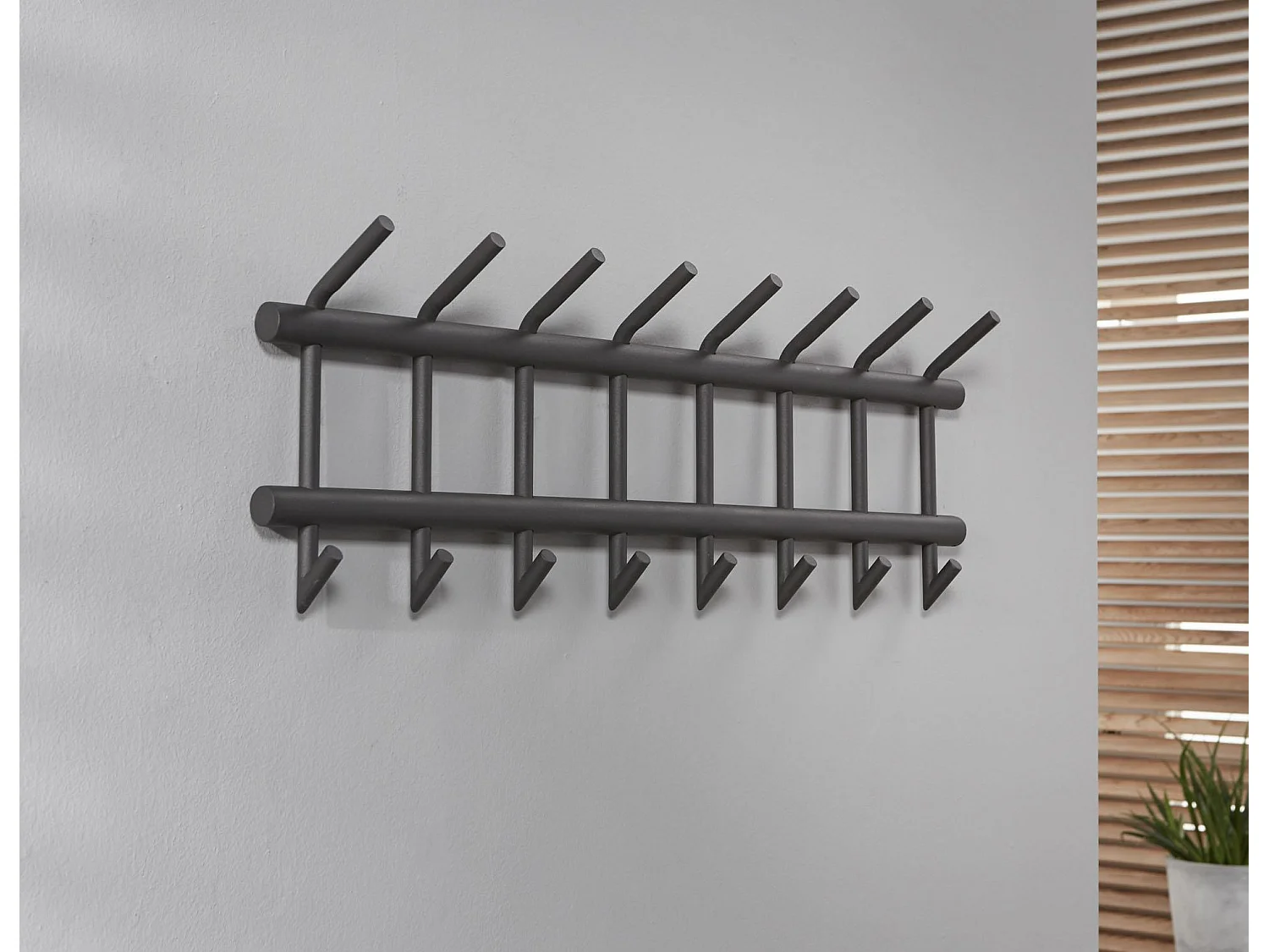 Porte-manteau industriel 16 crochets - Gris - Porte-manteau mural 90 cm de large - Montage rapide