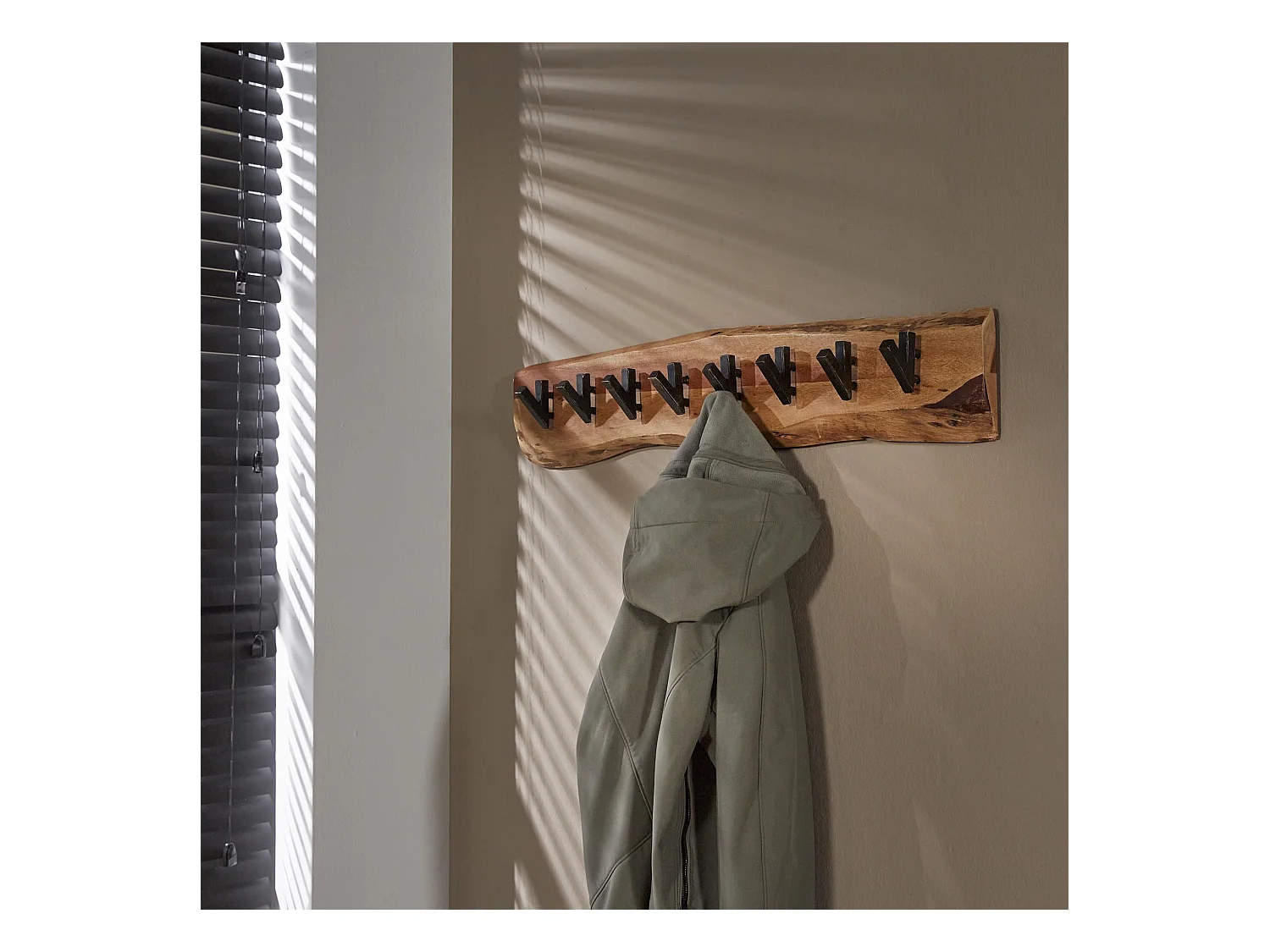 Perchero de pared con 8 ganchos - Gris