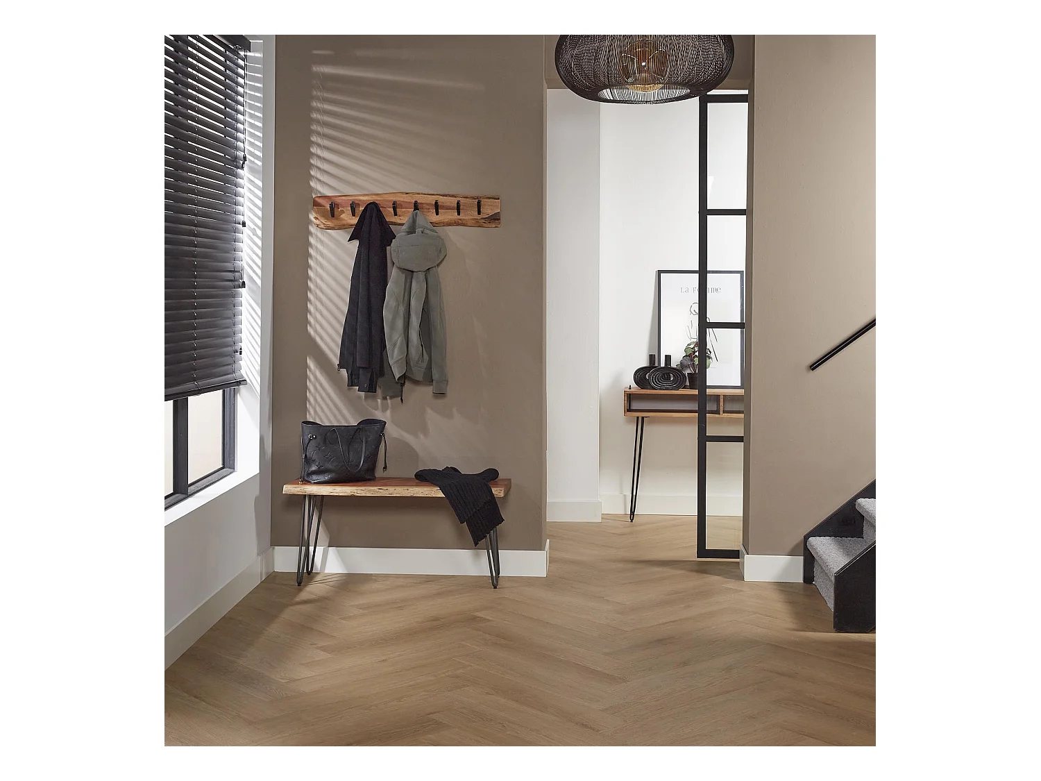 Perchero de pared con 8 ganchos - Gris