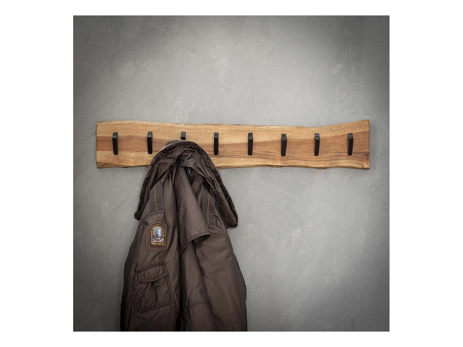 Perchero de pared con 8 ganchos - Gris