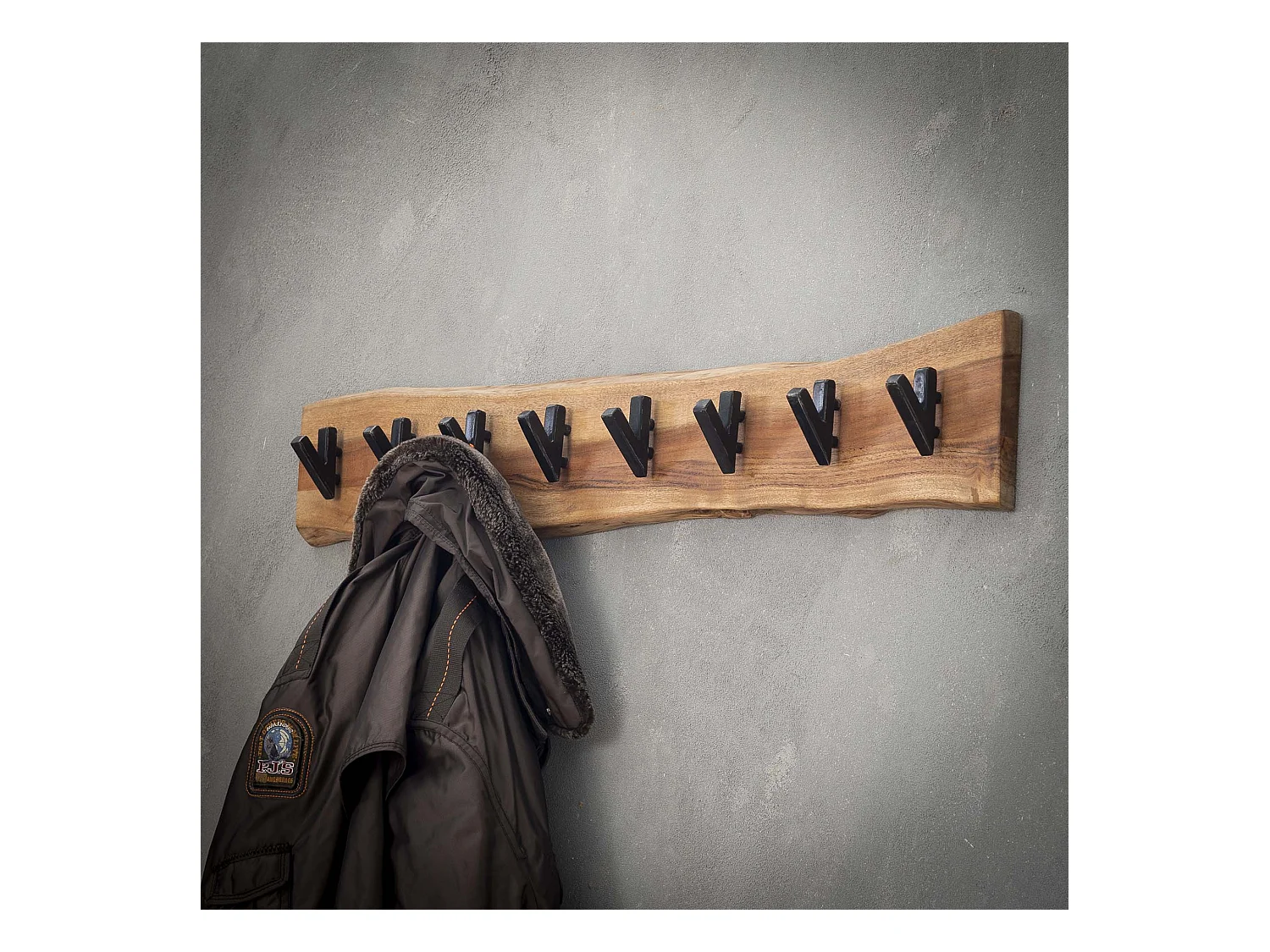 Perchero de pared con 8 ganchos - Gris