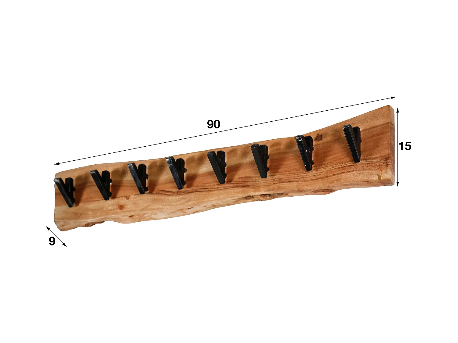 Perchero de pared con 8 ganchos - Gris