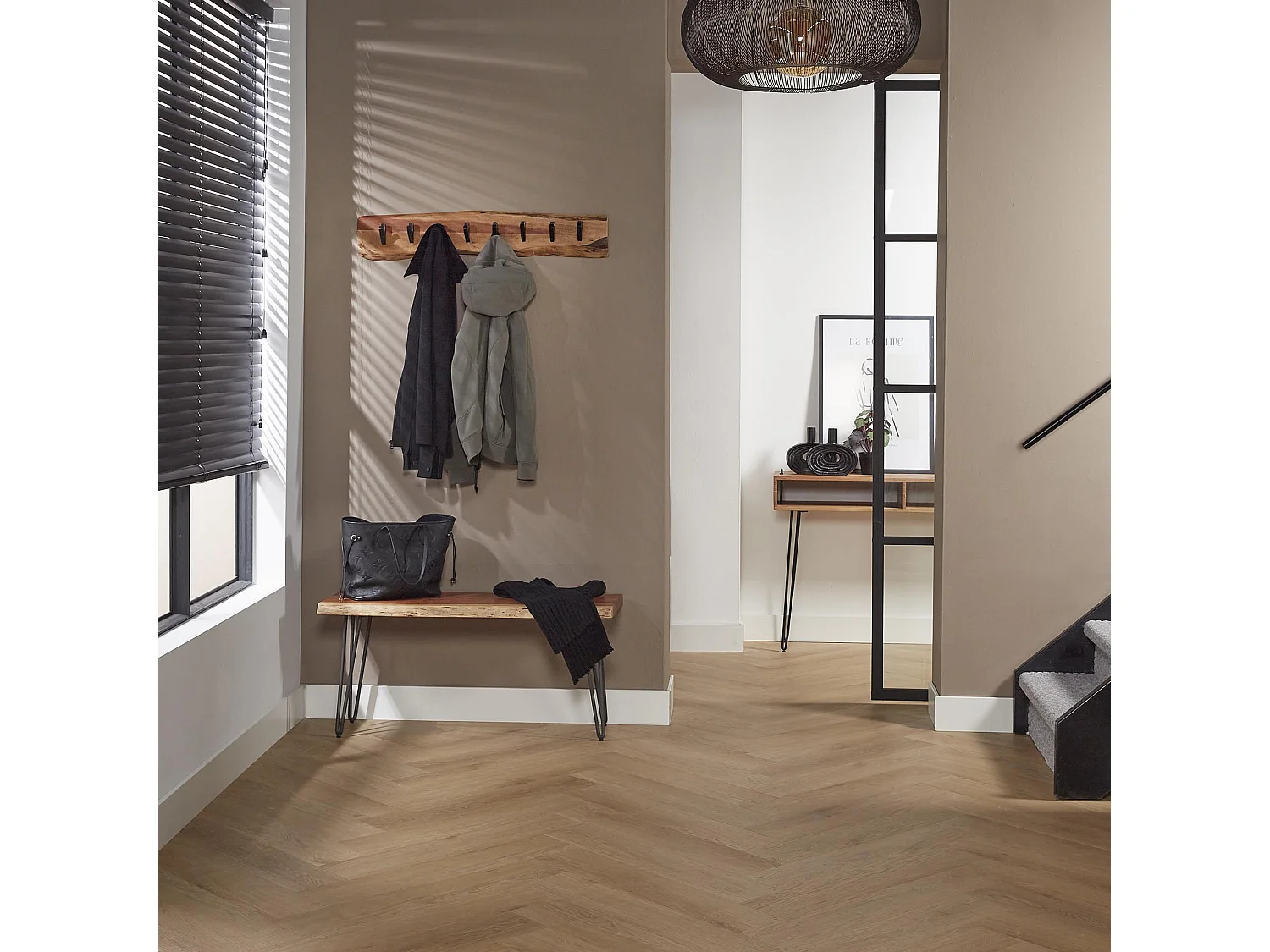 Perchero de pared con 8 ganchos - Gris