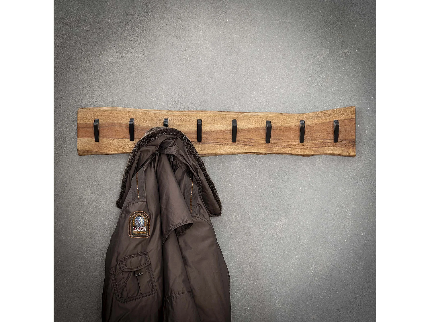 Perchero de pared con 8 ganchos - Gris