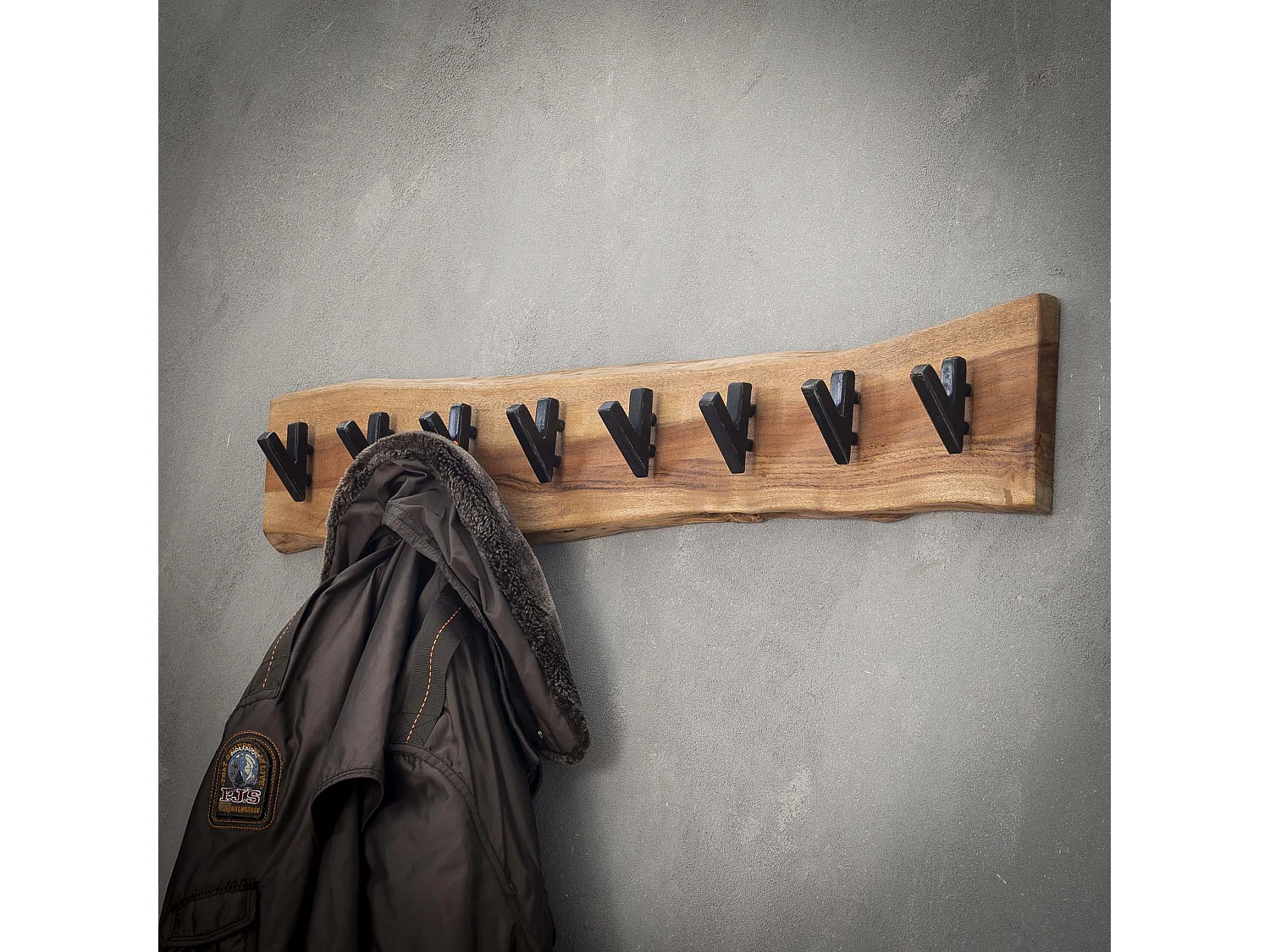 Perchero de pared con 8 ganchos - Gris