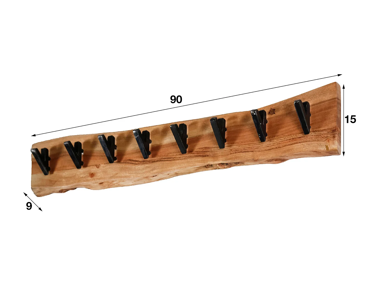 Perchero de pared con 8 ganchos - Gris