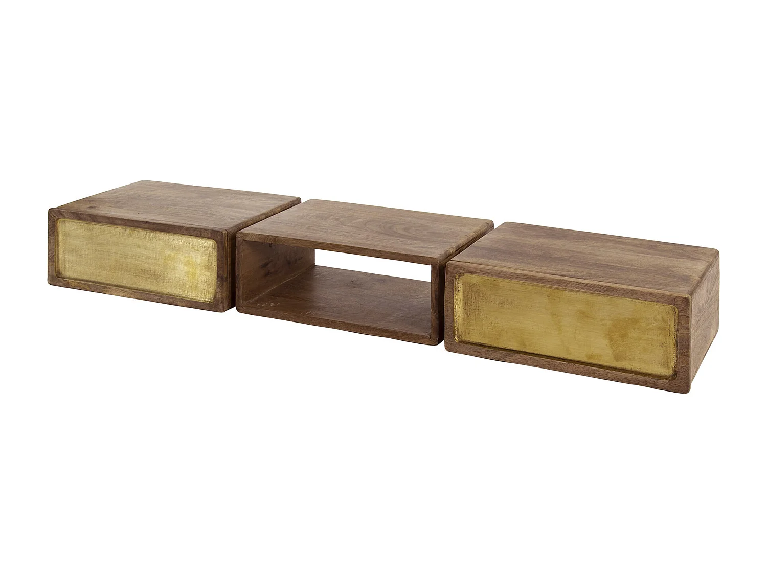 Coiffeuse en laiton - Manguier massif noir - 123 cm de large