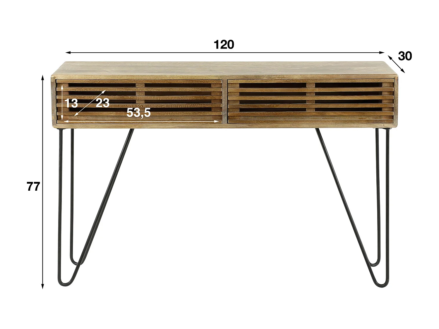 Coiffeuse 2L tweak / bois de manguier