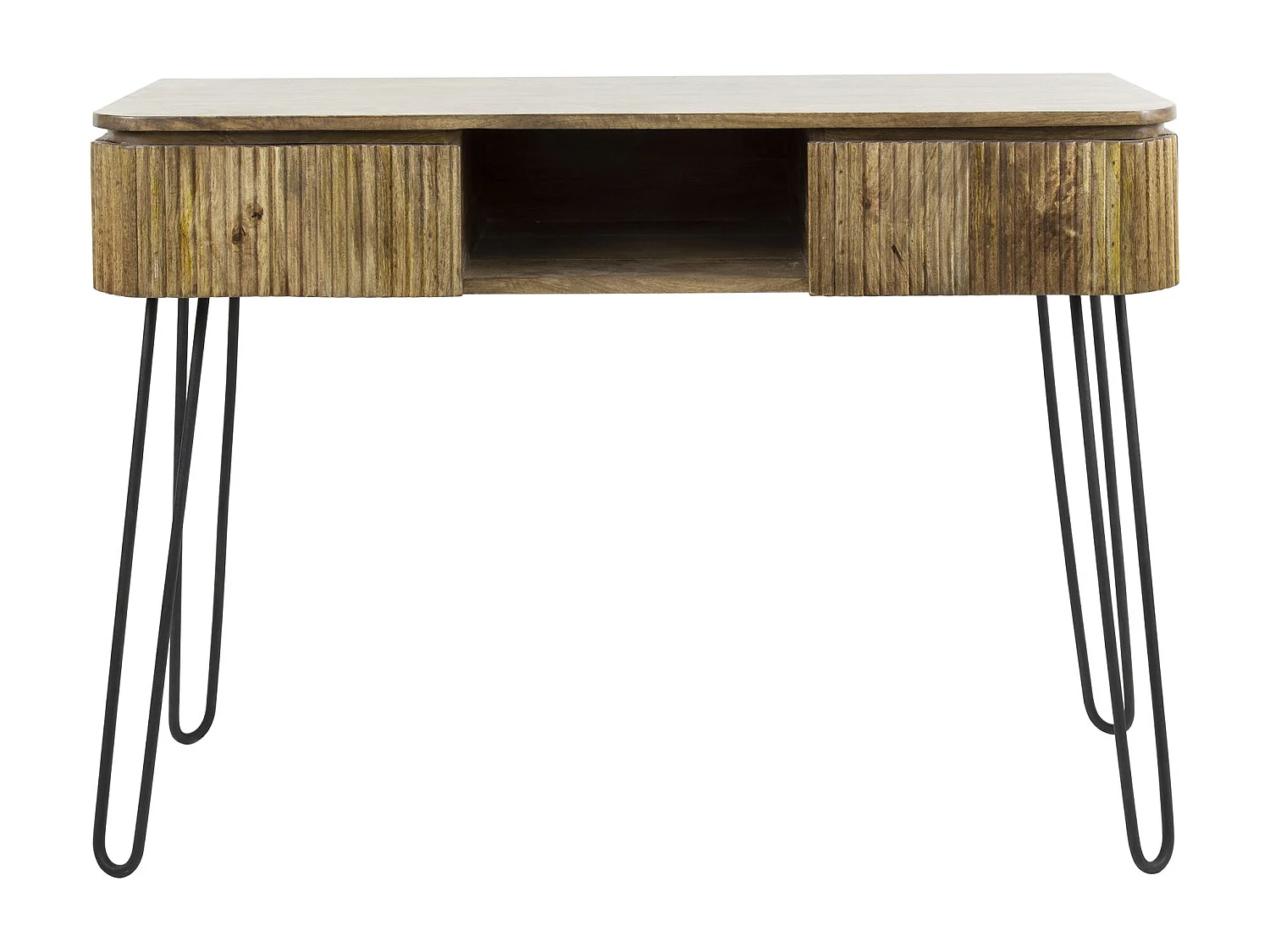 Coiffeuse Wave - 2 tiroirs - Bois de manguier - Couleur sable