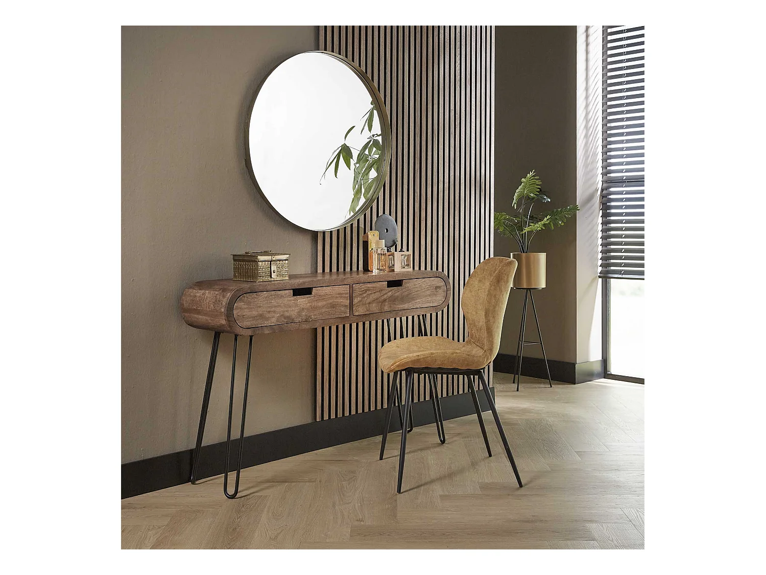 Kaptafel Barrel - 2 Lades - Hout - 120x30x76