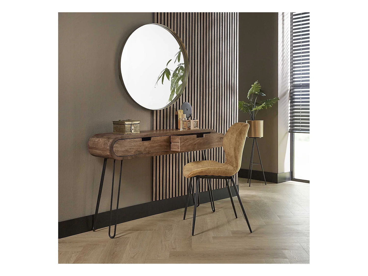 Kaptafel Barrel - 2 Lades - Hout - 120x30x76