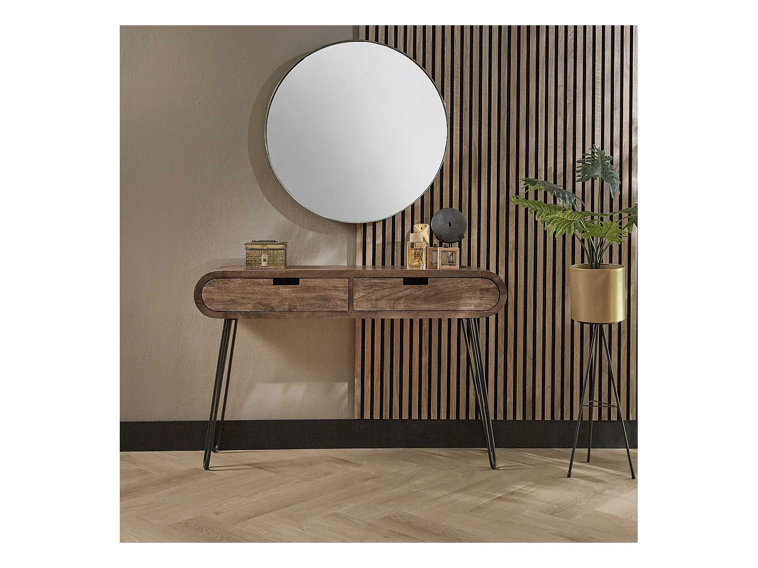 Kaptafel Barrel - 2 Lades - Hout - 120x30x76