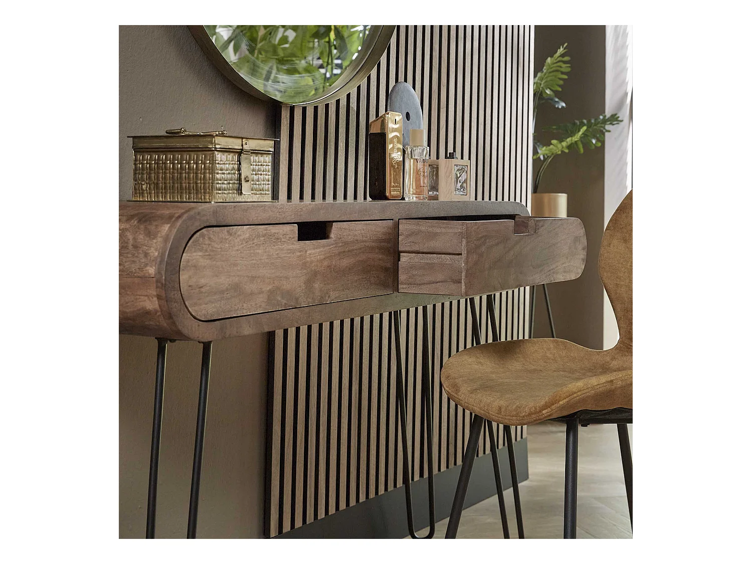 Kaptafel Barrel - 2 Lades - Hout - 120x30x76