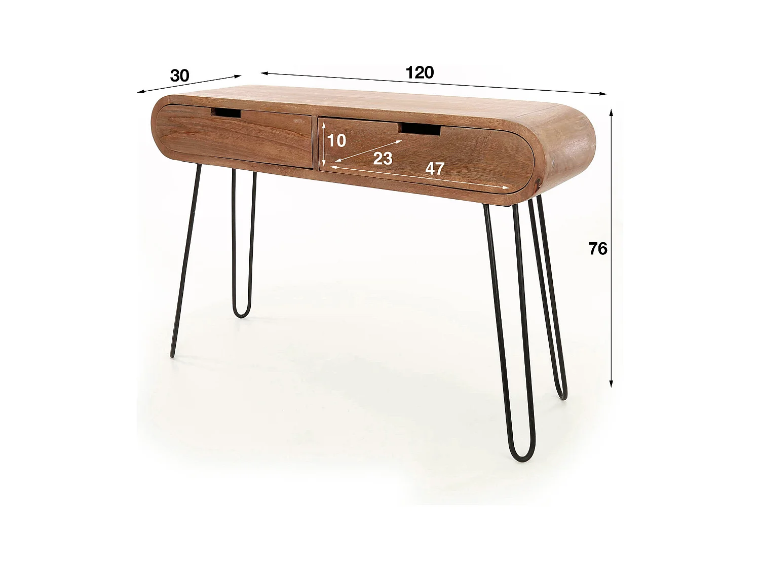 Kaptafel Barrel - 2 Lades - Hout - 120x30x76