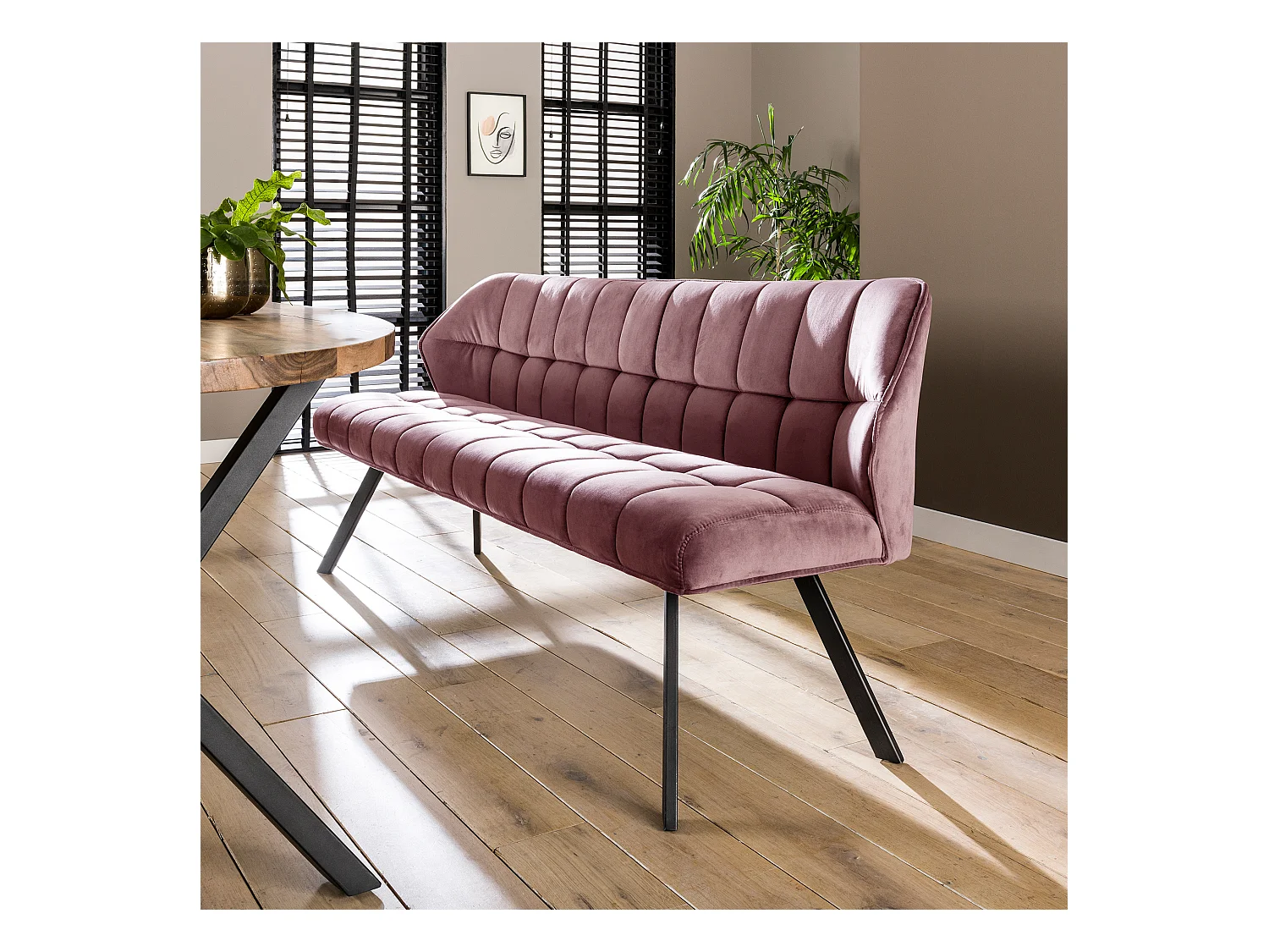 Banc de salle à manger Raster - 180 cm de large - Rose