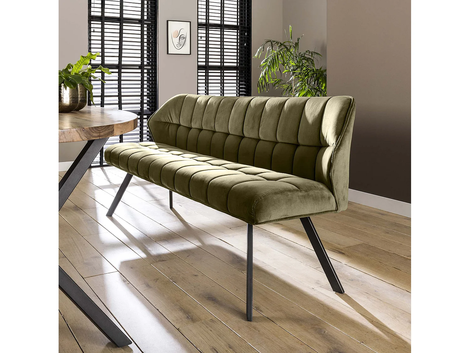 Banc de salle à manger Raster - 180 cm de large - vert