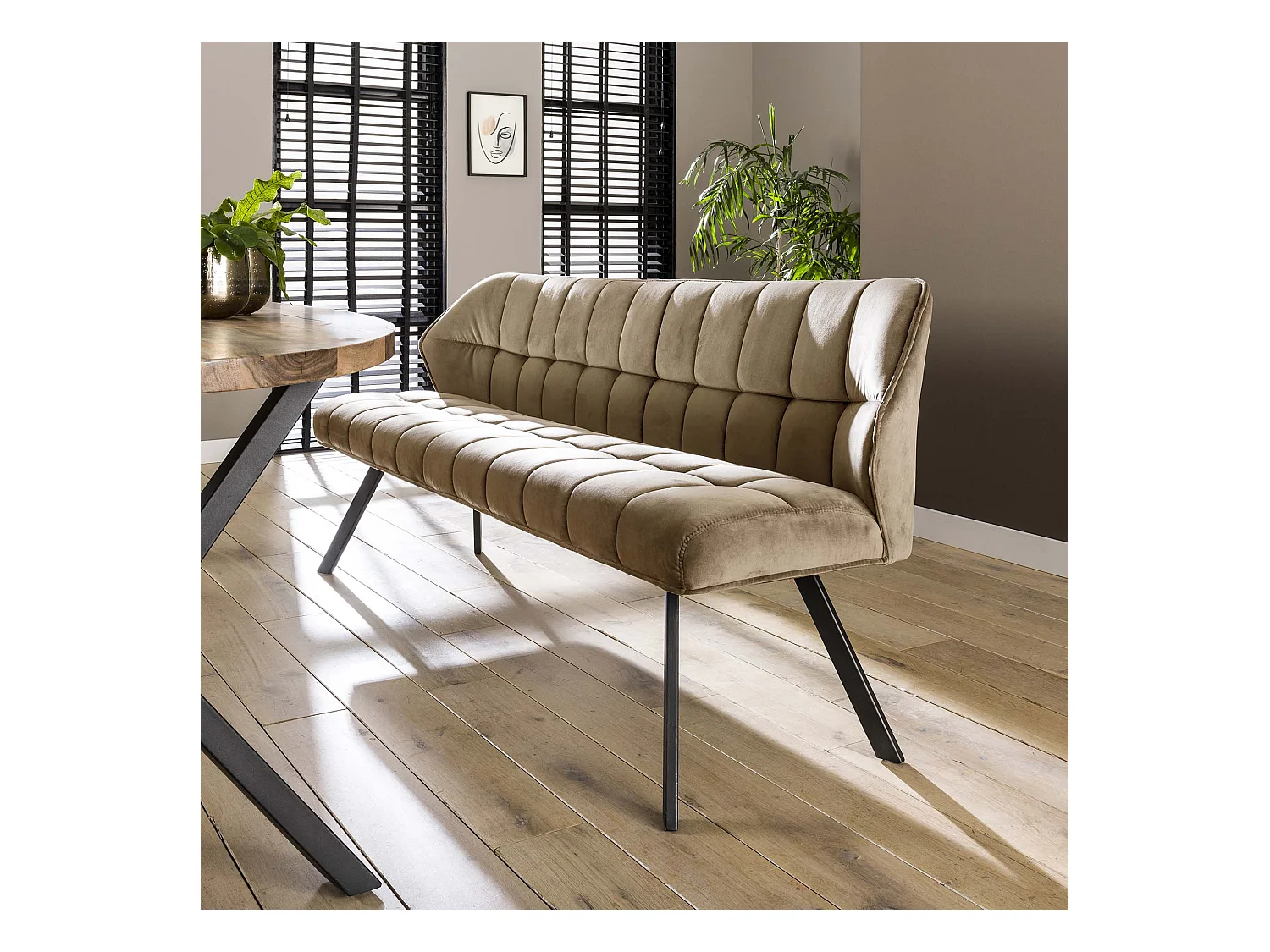 Banquette de salle à manger Raster - 180 cm de large - 3 personnes - Champagne